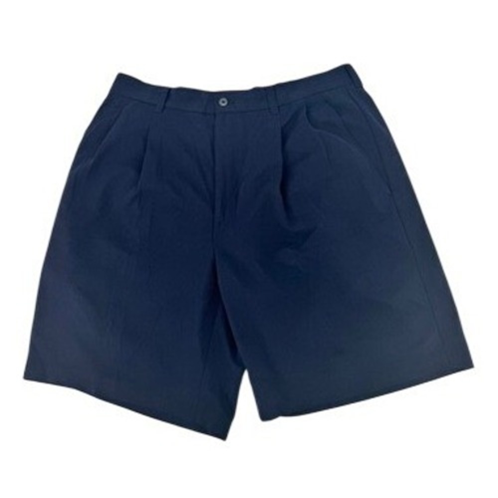 IZOD Pleated Dress Shorts Mens 34 Navy‎ Blue Relaxed Fit Golf Casual Chino 8in